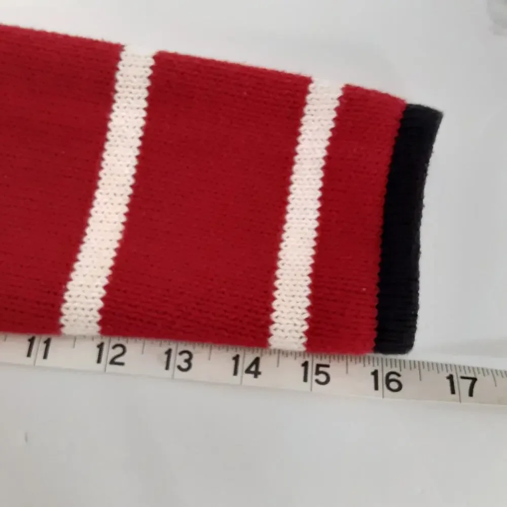 Vintage 80s Mock Neck Sweater Red White Chevron Pullover Nautical Stripe Preppy